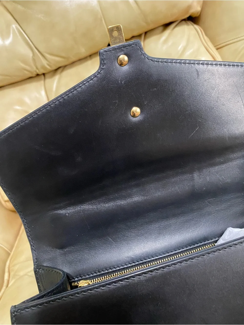 Sale! COA Gucci Sylvie SCUFFS Small Satchel w/Ribbon Strap Black Leather Chain - Picture 14 of 16